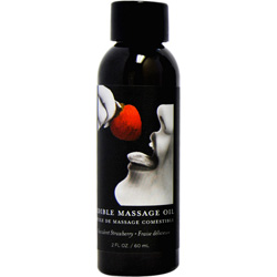 Earthly Body Edible Massage Oil, 2 fl.oz (60 mL), Succulent Strawberry