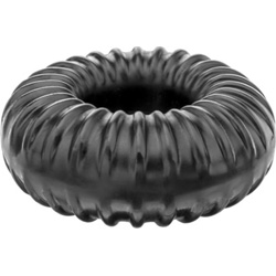 Perfect Fit Ribbed Donut Cock Ring, Black