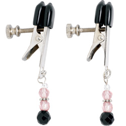 Spartacus Adjustable Beaded Nipple Clamps with Pink Beads