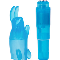 Shane`s World Pocket Party Vibrating Massager with Bunny Sleeve, 4 Inch, Blue