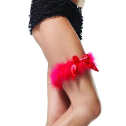 Leg Avenue Playful Marabou Feather Garter with Satin Bow, Rose Red