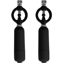 Adam and Eve 7 Function Vibrating Nipple Clamps, Black