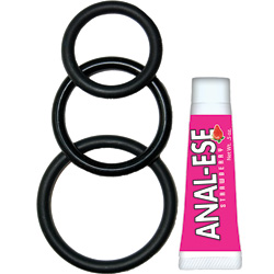 Nasstoys Super Silicone Cock Kit with Rings and Flavored Lube Set of 3