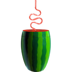 Watermelon Drinking Cup with Straw, Green/Pink, 24 fl.oz (700 mL)