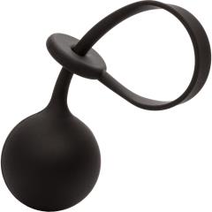 CalExotics Weighted Lasso Cock Ring with Punishing 4 Oz Ball, Black