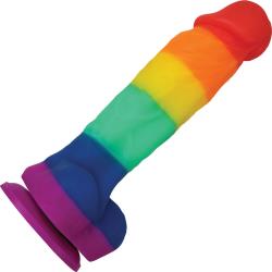 Colours Silicone Dildo with Suction Mount Base, 5 Inch, Rainbow Pride Edition