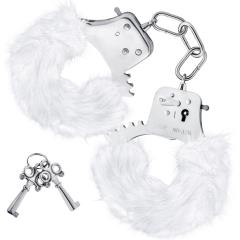Blush Temptasia Plush Fur Cuffs, White