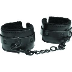 S&M Shadow Fur Handcuffs By SportSheets, Black