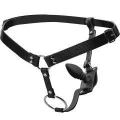 STRICT by XR Brands Male Harness with Silicone Anal Plug, Black