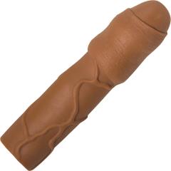 3 Inch Extra Length Uncircumcised Vibrating Penis Extension, 6.38 Inch, Brown