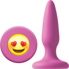 Mojis ILY Silicone Butt Plug with Emoji Face, 3.5 Inch, Pink