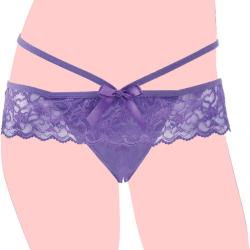 Fantasy For Her Crotchless Panty Thrill-Her with Bullet and Remote, One Size, Purple