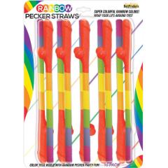 Hott Products Rainbow Pecker Straws, Pack Of 10