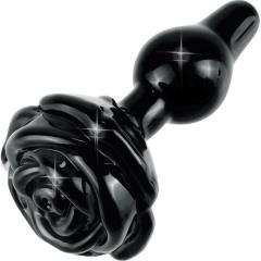 Icicles No 77 Hand Blown Glass Massager Butt Plug, 4 Inch, Black