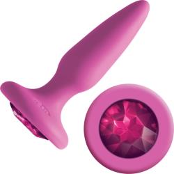 Glams Sparkle Gem Silicone Butt Plug, 3.3 Inch, Pink/Pink