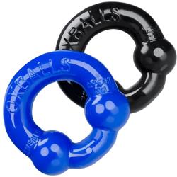OxBalls Ultraballs 2-Pack Cockring Set, 2 Inch, Black/Police Blue