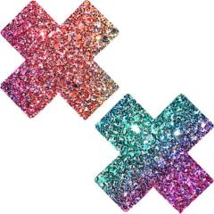 Nipztix Super Sparkle Rock Kandi Glitter X Factor Nipple Covers, Multi Color