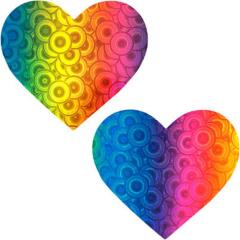 Nipztix Kaleidoscope Trippy Holographic I Heart U Nipple Covers, Rainbow