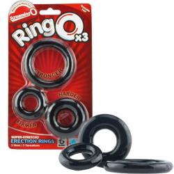 Screaming O RingO 3-Pack of Assorted Sizes Rings Box of 6 Sets, Black