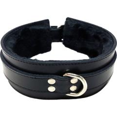 Rouge Furry Lined Leather Collar, Black