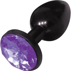 Icon Brands Silver Starter Bejeweled Anodized Butt Plug, 2.8 Inch, Violet Stone