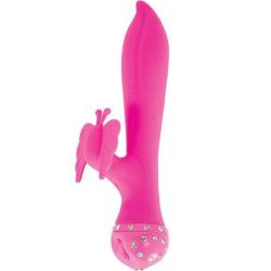 Impulse Novelties Bling Crystal Butterfly Dual G Vibrator, Pink Impulse Novelties Bling Crystal Butterfly Dual G Vibrator, Pink
