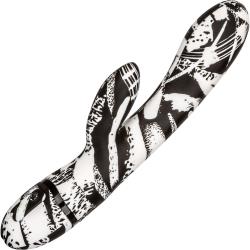 Hype Dual Wand Rechargeable Rabbit Vibrator, 9 Inch, White/Black