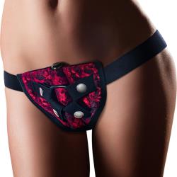 Temptasia Lovelace Harness with Bullet Vibrator, One Size, Black/Red