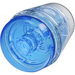 Main Squeeze OPTIX POP-OFF Stroker, 4 Inch, Clear/Crystal Blue