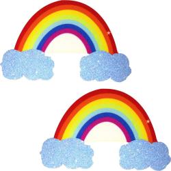 Nipztix Glitter Cloud Pasties with Rainbow, Multicolor