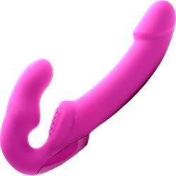 Strap-U Evoke Rechargeable Silicone Strapless Strap-On, 9.75 Inch, Candy Pink