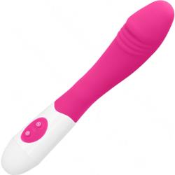 GC Ribbed Silicone G-Spot Vibrator, 7.5 Inch, Pink