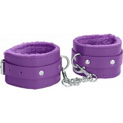Ouch! Premium Plush Leather Wrist Cuffs, One Size, Kinky Purple