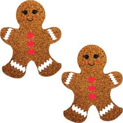 Glitter Nipple Pasties by Neva Nude, 3 Inches, Gingerbread Man