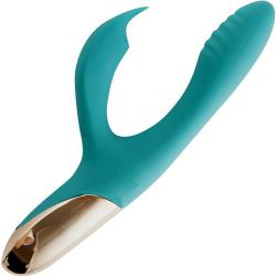 Skyler Rechargeable Bendable Rabbit Vibrator by Maia Toys, 8.5 Inch, Teal
