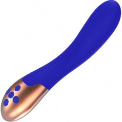Elegance Posh Rechargeable Heating Vibrator, 8 Inch, Blue/Gold
