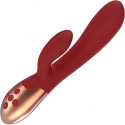 Elegance Exquisite Heating Dual Vibrator, 8 Inch, Red/Gold