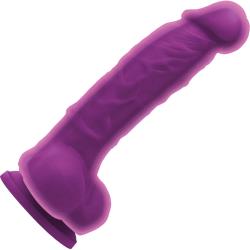 Colours Dual Density Silicone Dildo with Balls, 5 Inch, Purple