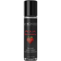 Wicked Aqua Flavored Water Based Intimate Lubricant, 1 fl.oz (30 mL), Strawberry