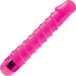 Classix Candy Twirl Ribbed Personal Massager, 6.5 Inch, Hot Pink