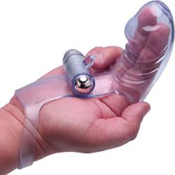 VibroFinger Ribbed Finger Massager with Bullet, Lavender