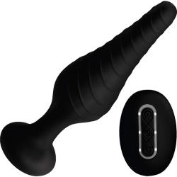 Under Control Silicone Vibrating Anal Plug with Remote Control, 5.75 Inch, Black