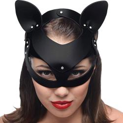 Master Series Bad Kitten Leather Cat Mask, Black