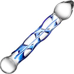 glas Full Tip Textured Glas Dildo, 6.5 Inch, Clear
