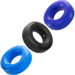 HunkyJunk HUJ 3-Pack Silicone Cockrings, 2 Inch, Cobalt Multi