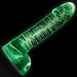 Firefly Glow-in-the-Dark Glass Smooth Ballsey Dildo, 4 Inch, Clear