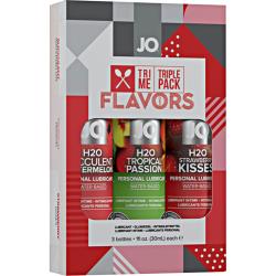 JO Tri Me Triple Pack Flavors H2O Lubricant, 1 fl.oz (30 mL) Each