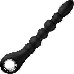 Dark Scepter 10x Vibrating Silicone Anal Beads, 11 Inch, Black