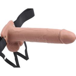 Fetish Fantasy Hollow Rechargeable Strap-On with Remote, 10 Inch, Tan
