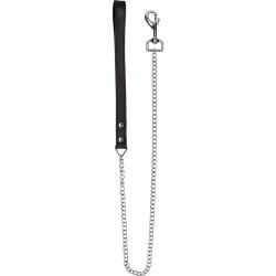 Ouch! Pain Leather Handle Chain Lead, Black